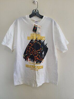 NWT Vintage Atlanta 1996 Olympic Games Fencing T-Shirt Hanes Single Stitch sz L